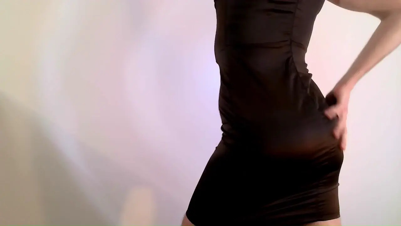 Watch Crossdresser in satin dress reveals cock Shemale Porn Videos | TranSexBig.