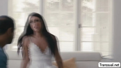 Skinny Tgirl gets home crying and analed by stepdad
