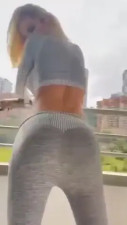 Horny slut with big tits masturbating outdoor