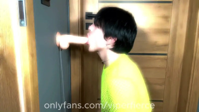 Teen Femboy Fucking and Sucking Step Daddy with Dildo Fun