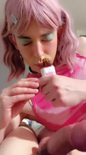 Sissy huffs poppers and sucks dick
