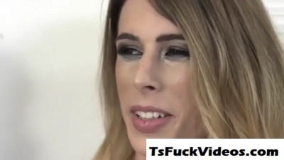 Trans cutie gets pleasured by girls