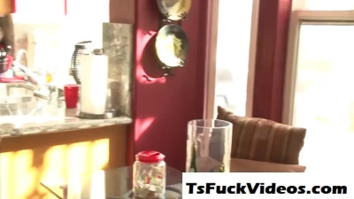 Transgender blonde banged invader’s butt