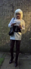 Slut Smoking in white PVC Mini Skirt