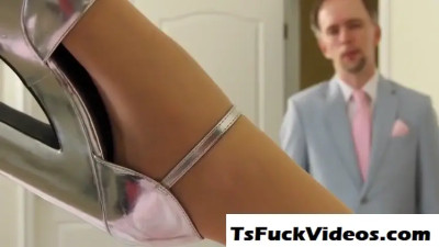 Trans cutie gets her ass eaten and gets nailed