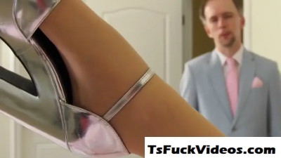 Fiery-haired tgirl receives a rimjob