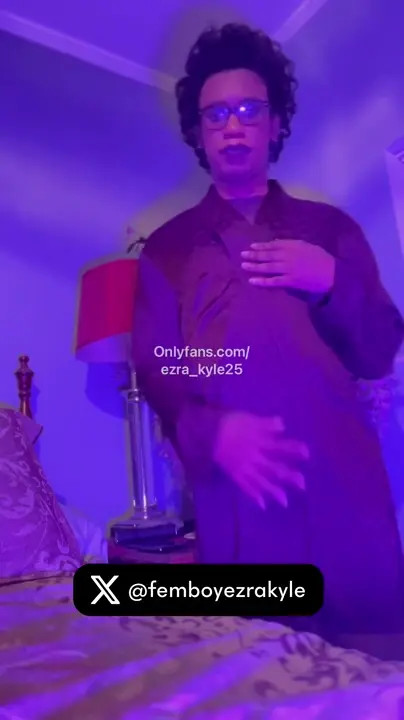 Watch Black Femboy Ezra_Kyle25 stripteases in purple lingerie harness Shemale Porn Videos | TranSexBig.