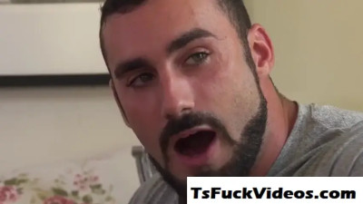 Trans sex worker giving a blowjob and bouncing