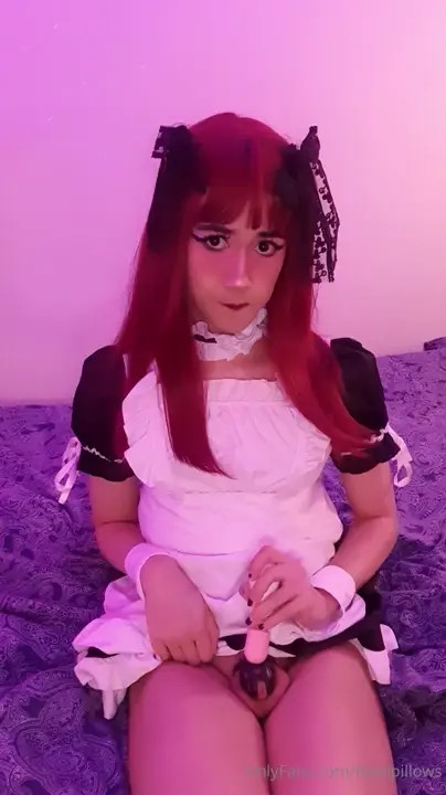 Watch Maid costume, using a vibrator on my chastity cage until I squirt Shemale Porn Videos | TranSexBig.