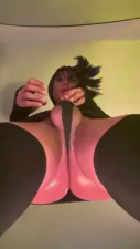 Kim standing cum black underwear