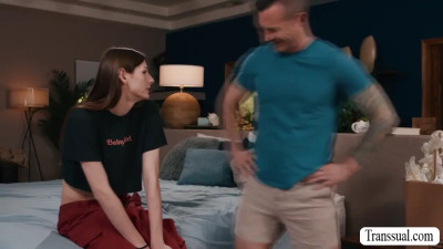 Derek Kage bareback fucks shemale Amanda Rileys ass