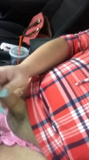 Chubby shemale shoots load in her car
