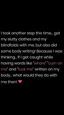 Slutty Body Writing Outdoors And Cumshot while Blindfolded