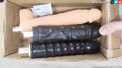 cute tgirl DaniTheCutie painfully fucks herself with a very weird looking dildo