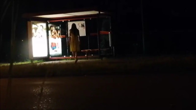 Bus stop in the night