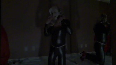 Black Wetlook Catsuit and Bodystocking