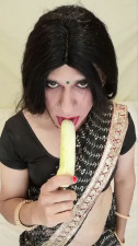 sexy Tgirl Payal strips from sari and cums