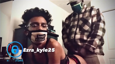Ebony crossdresser Femboy Ezra_Kyle25 gets fucked in lingerie by hunky DL BBC Muscle Daddy