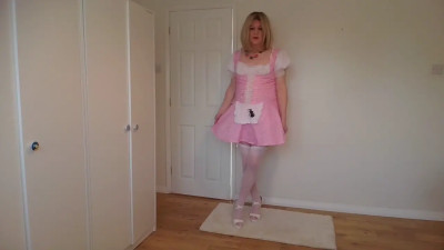 Cute pink costume and white stockings