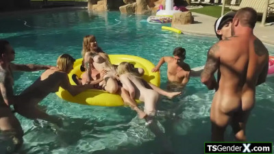 Insane compilation of tgirl pool parties