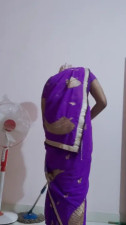 Cleaning in saree